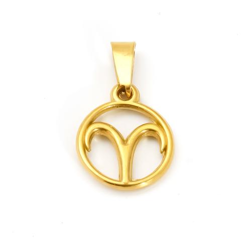 Stainless Steel Constellation Pendant, 304 Stainless Steel, Round, 18K gold plated, Zodiac symbols jewelry & DIY & different designs for choice & hollow, Sold By PC