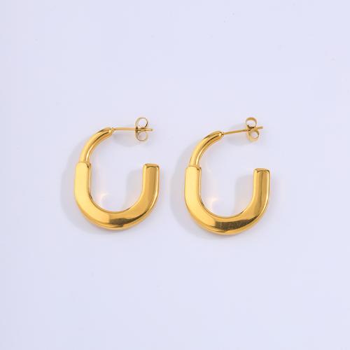 Stainless Steel Stud Earrings, 304 Stainless Steel, 18K gold plated, fashion jewelry & for woman, Sold By Pair