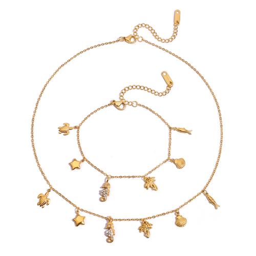 Rhinestone Stainless Steel Jewelry Set, 304 Stainless Steel, plated, different styles for choice & for woman & with rhinestone, golden, Sold By PC