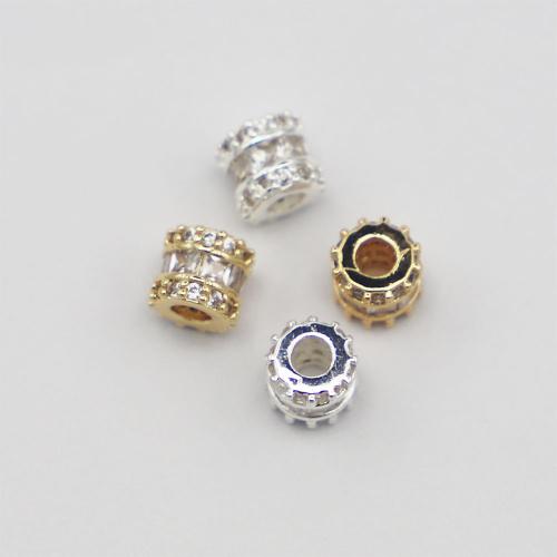 Brass Beads, plated, DIY & micro pave cubic zirconia, more colors for choice, nickel, lead & cadmium free, Sold By PC