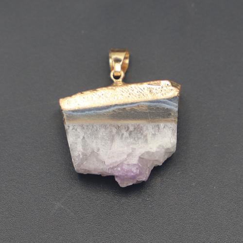 Amethyst Pendant, irregular, plated, DIY, purple, 30x20x15mm, Sold By PC