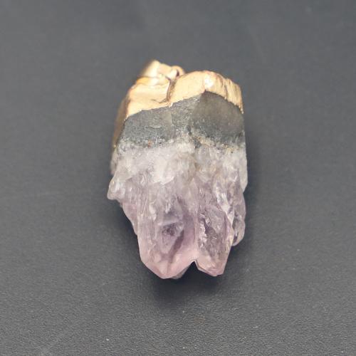 Amethyst Pendant, with Brass, irregular, plated, DIY, purple, 25x20x15mm, Sold By PC