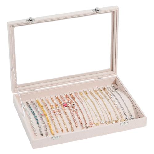Velveteen Multifunctional Jewelry Box, different styles for choice, beige, 350x240x50mm, Sold By PC