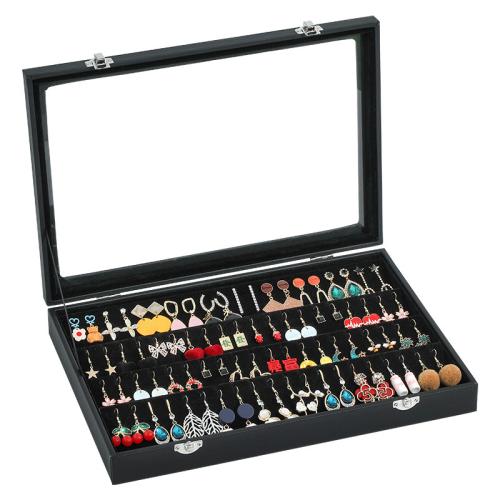 PU Leather Multifunctional Jewelry Box, with Composite Wood & Velveteen, different styles for choice, black, 350x240x50mm, Sold By PC