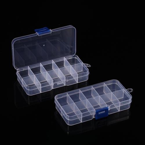 Polypropylene(PP) Storage Box, dustproof & transparent & 10 cells, more colors for choice, 129x67x22mm, Sold By PC