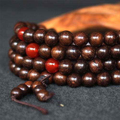 Aloewood Bracelet, with Agate, folk style & Unisex & different size for choice, Approx 108PCs/Strand, Sold By Strand