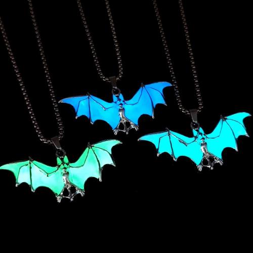 Luminated Necklace, 304 Stainless Steel, with Tibetan Style, Bat, gold color plated, fashion jewelry, more colors for choice, Sold By PC