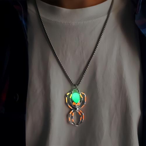 Luminated Necklace, 304 Stainless Steel, with Tibetan Style, Spider, gold color plated, fashion jewelry, more colors for choice, Sold By PC