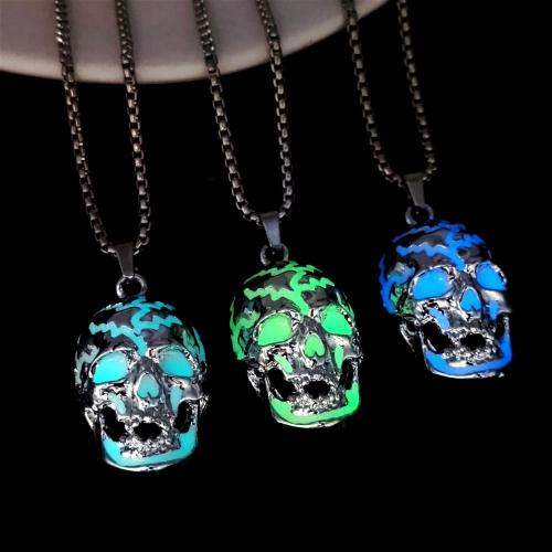 Luminated Necklace, Tibetan Style, with 304 Stainless Steel, Skull, gold color plated, fashion jewelry, more colors for choice, Sold By Bag
