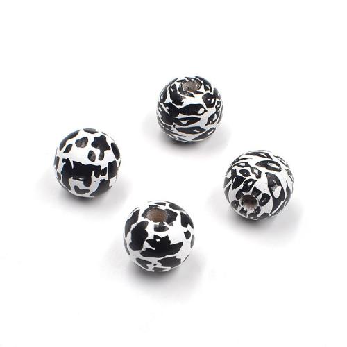 деревянный Бусины, DIY & леопардовый узор, Много цветов для выбора, 16x16mm, продается PC