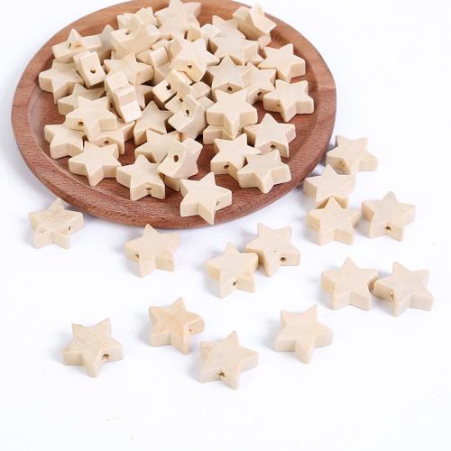 Wood Beads, Star, polished, DIY, beige, 19x19mm, 50PCs/Bag, Sold By Bag