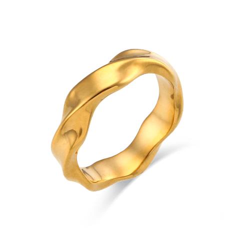 Stainless Steel Finger Ring, 304 Stainless Steel, 18K gold plated, fashion jewelry & different size for choice & for woman, Sold By PC