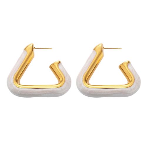 Stainless Steel Lever Back Earring, 304 Stainless Steel, gold color plated, fashion jewelry & for woman & enamel, Sold By Pair