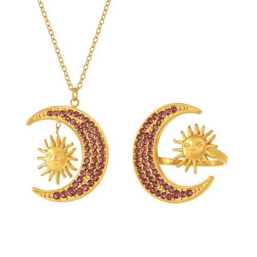 Cubic Zirconia Stainless Steel Jewelry Sets, 304 Stainless Steel, plated, different styles for choice & micro pave cubic zirconia & for woman & hollow, more colors for choice, Sold By PC
