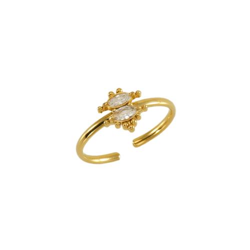 Anillo de dedo del acero inoxidable del Zirconia cúbico, acero inoxidable 304, 18K chapado en oro, Joyería & micro arcilla de zirconia cúbica & para mujer, Vendido por UD