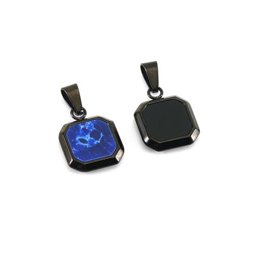 Stainless Steel Pendants, 304 Stainless Steel, with turquoise, Square, plated, DIY & different materials for choice, more colors for choice, Sold By PC