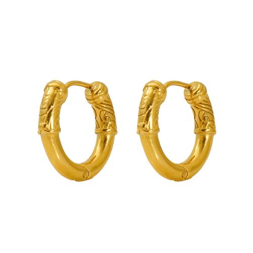 Stainless Steel Lever Back Earring, 304 Stainless Steel, 18K gold plated, fashion jewelry & embossed & for woman, Sold By Pair