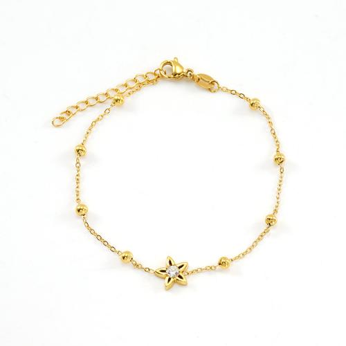 Stainless Steel Jewelry Bracelet, 304 Stainless Steel, 18K gold plated, different styles for choice & micro pave cubic zirconia & for woman, Sold By PC