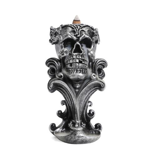 Backflow Incense Burner, Resin, Skull, half handmade, Halloween Design & for home and office & durable, 230x140x130mm, Sold By PC