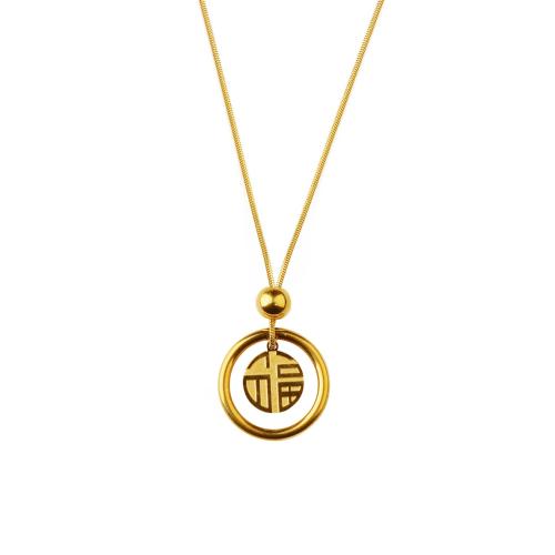 Titanium Steel Necklace, plated, fashion jewelry & for woman, golden, Length:Approx 41 cm, Sold By PC