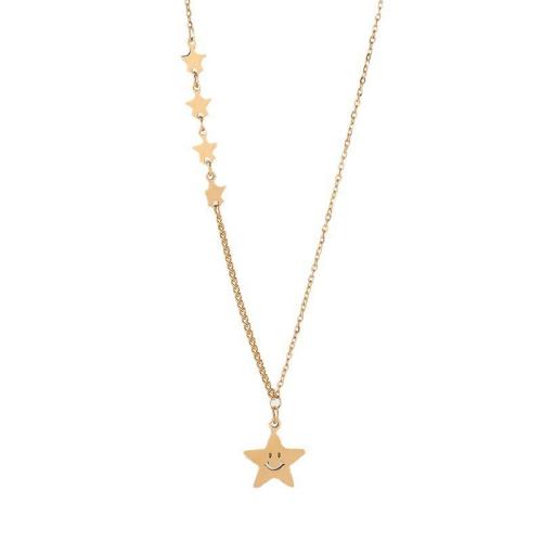 Titanium Steel Necklace, plated, fashion jewelry & for woman, golden, Length:Approx 41 cm, Sold By PC