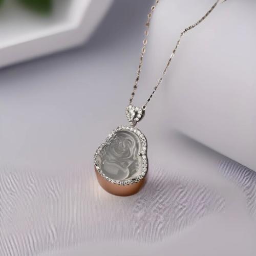 Titanium Steel Necklace, with Cubic Zirconia & Cats Eye, plated, fashion jewelry & for woman, more colors for choice, Sold By PC