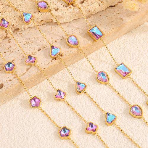 Stainless Steel Jewelry Bracelet, 304 Stainless Steel, different styles for choice & for woman & with rhinestone, golden, Sold By PC