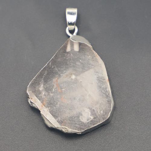 Clear Quartz Pendant, with Iron, irregular, DIY, mixed colors, 30x20x10mm, Sold By PC