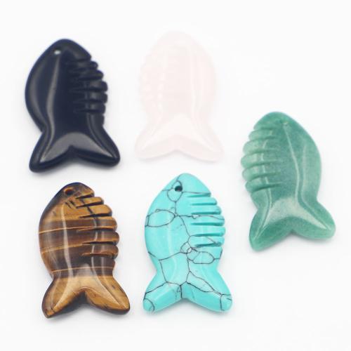 Gemstone Pendant, Fish, DIY, more colors for choice, 36x24x8mm, Sold By PC