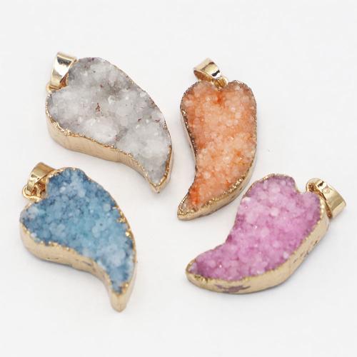 Ice Quartz Agate Pendant, with Brass, Heart, DIY, more colors for choice, 30x15x10mm, Sold By PC