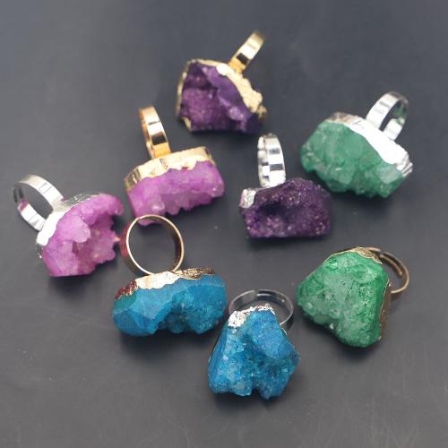Agate Finger Ring, Ice Quartz Agate, with Brass, irregular, fashion jewelry, more colors for choice, nickel, lead & cadmium free, 40x5x10mm, Sold By PC