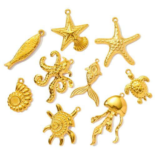 Titanium Steel Pendants, gold color plated, DIY, golden, 10PCs/Bag, Sold By Bag