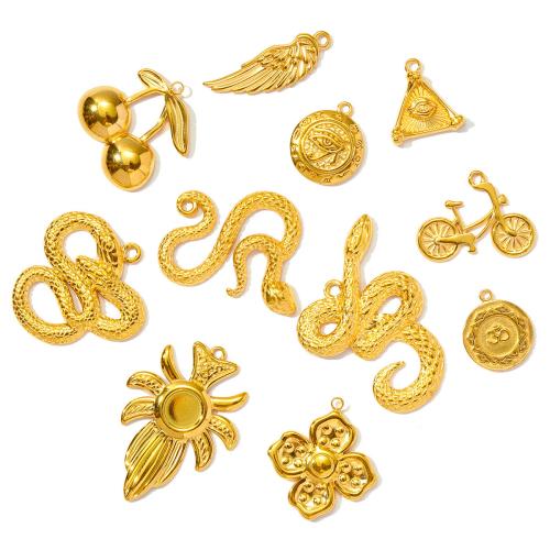 Titanium Steel Pendants, gold color plated, DIY, golden, 10PCs/Bag, Sold By Bag