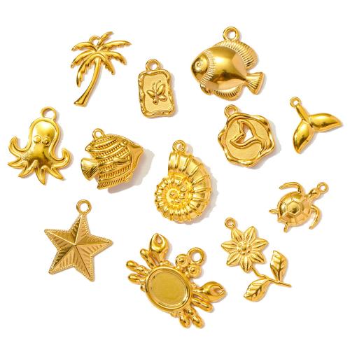 Titanium Steel Pendants, gold color plated, DIY, golden, 10PCs/Bag, Sold By Bag