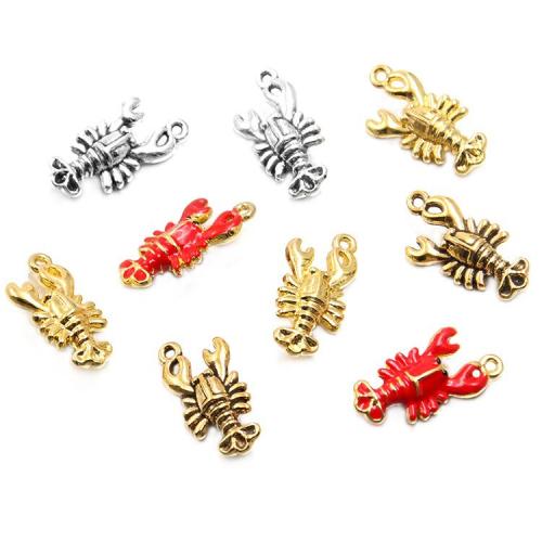 Tibetan Style Animal Pendants, Lobster, plated, DIY & enamel, more colors for choice, 10PCs/Bag, Sold By Bag