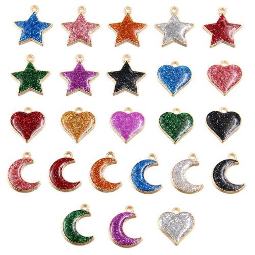 Tibetan Style Enamel Pendants, plated, DIY & stardust, more colors for choice, 10Strands/Bag, Sold By Bag