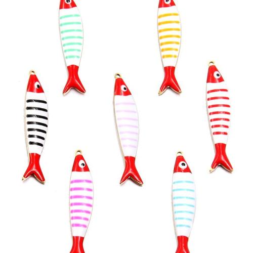 Stainless Steel Animal Pendants, 304 Stainless Steel, Fish, plated, DIY & enamel, more colors for choice, 10PCs/Bag, Sold By Bag