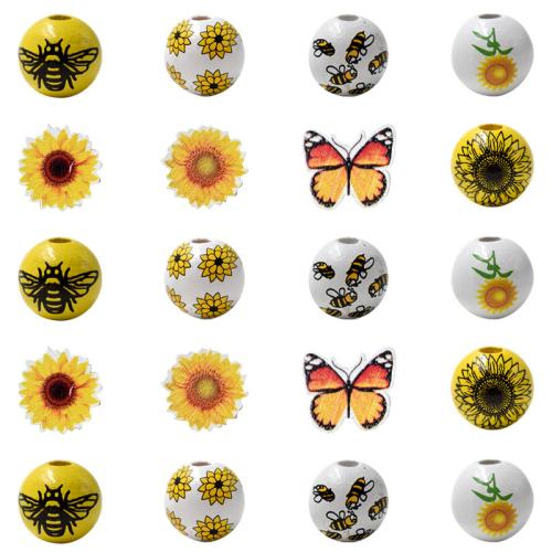 Wood Beads, printing, DIY, more colors for choice, Sold By PC