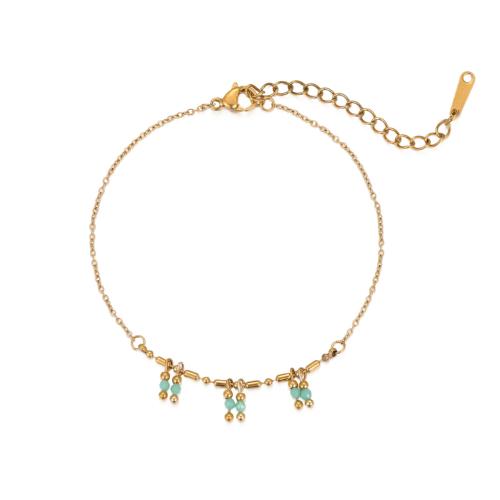 Stainless Steel Jewelry Bracelet, 304 Stainless Steel, with Natural Stone, 18K gold plated, fashion jewelry & different styles for choice & for woman, Sold By PC