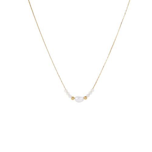 Stainless Steel Jewelry Necklace, 304 Stainless Steel, with Plastic Pearl, 18K gold plated, fashion jewelry & different styles for choice & for woman, Sold By PC