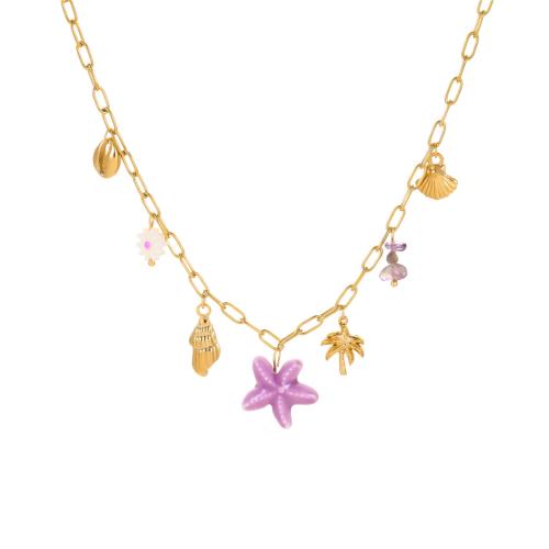 Fashion Stainless Steel Jewelry Sets, 304 Stainless Steel, with Amethyst & Resin, 18K gold plated, fashion jewelry & different styles for choice & for woman, Sold By PC