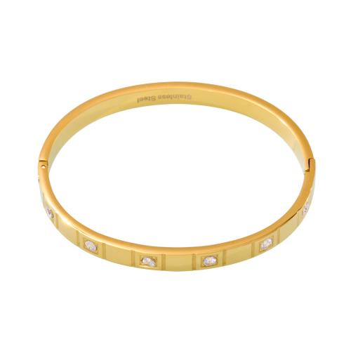 Stainless Steel Bangle, 304 Stainless Steel, plated, fashion jewelry & Unisex & micro pave cubic zirconia, more colors for choice, Sold By PC