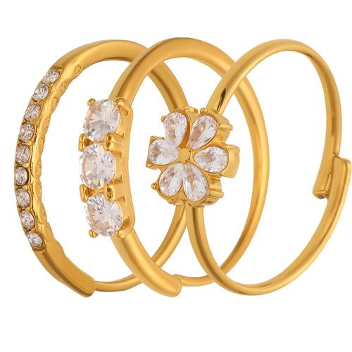 Cubic Zirconia Stainless Steel Finger Ring, 304 Stainless Steel, with Cubic Zirconia, plated, fashion jewelry & different styles for choice & for woman, more colors for choice, Sold By PC