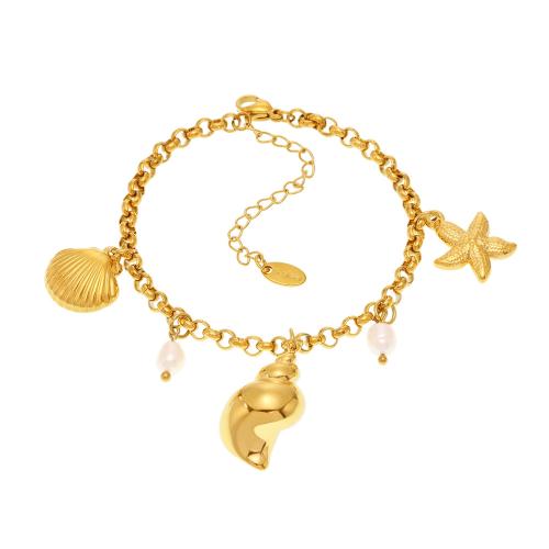 Fashion Stainless Steel Jewelry Sets, 304 Stainless Steel, with Freshwater Pearl, plated, fashion jewelry & different styles for choice & for woman, golden, Sold By PC