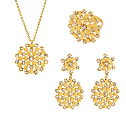 Zirkonia Edelstahl Schmuck Sets, 304 Edelstahl, 18 K vergoldet, verschiedene Stile für Wahl & Micro pave Zirkonia & für Frau & hohl, verkauft von PC