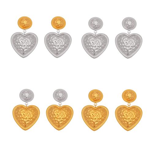 Stainless Steel Drop Earring, 304 Stainless Steel, Heart, plated, fashion jewelry & for woman, more colors for choice, Sold By Pair