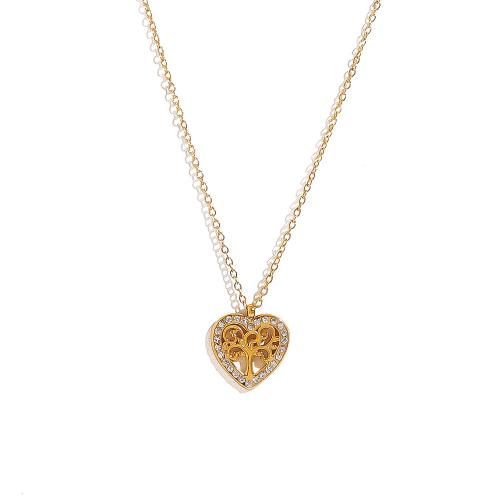 Stainless Steel Jewelry Necklace, 304 Stainless Steel, with Crystal, plated, different styles for choice & for woman & hollow, more colors for choice, Sold By PC
