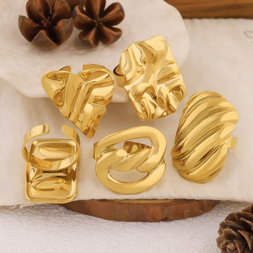 Stainless Steel Finger Ring, 304 Stainless Steel, 18K gold plated, fashion jewelry & different styles for choice & for woman, Sold By PC
