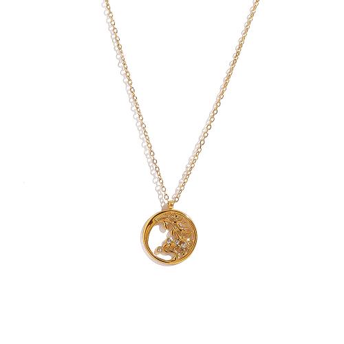 Stainless Steel Jewelry Necklace, 304 Stainless Steel, with Crystal, 18K gold plated, different styles for choice & for woman & hollow, Sold By PC