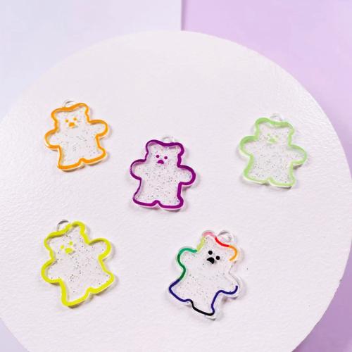 Acrylic Pendant, Bear, random style & DIY, mixed colors, 30x25mm, Sold By PC